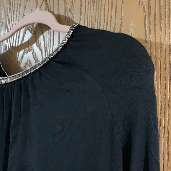 ▪️ ROSE + OLIVE ▪️ Black Peasant Top with Shiny Beading - Picture 8 of 11